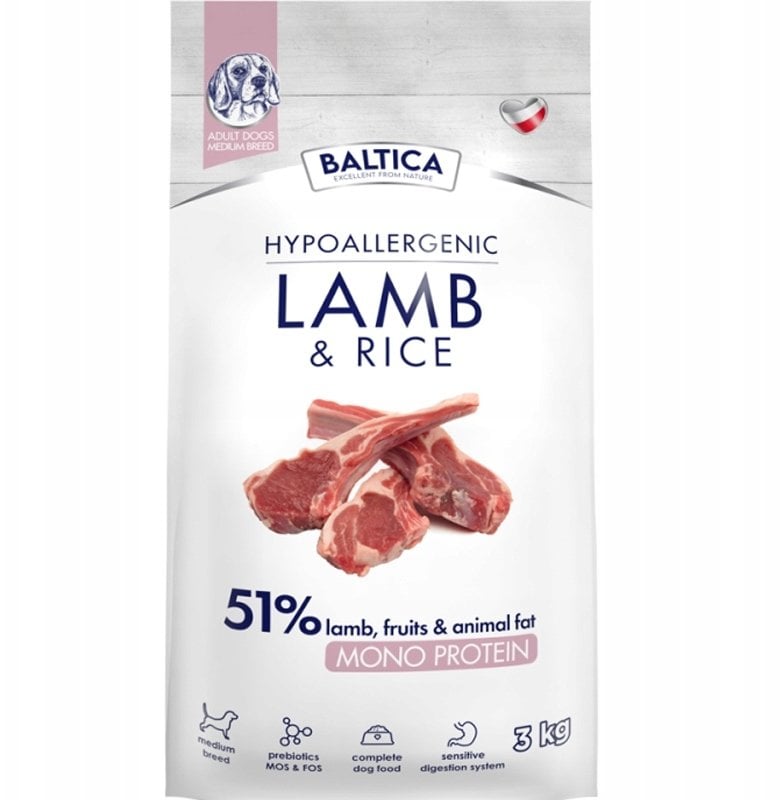 BALTICA NUTRACEUTIC Hypoallergenic Lamb & Rice M 3kg