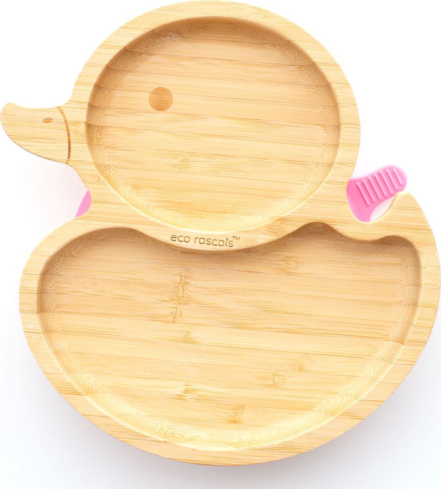 ECO RASCALS ECORASCALS Miseczka Bambusowa różowa Kaczuszka zprzyssawką