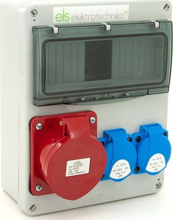 ELS Elektrotechnika Rozdzielnica budowlana 32A/5 + 2*GS 230V, obudowa naścienna / natynkowa, niewyposażona, 8NO201