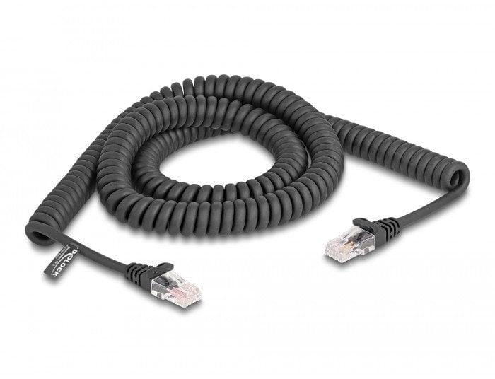 Patchcord Delock kat. 5e 3m czarny spiralny