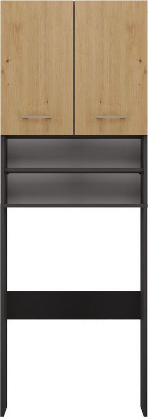 Topeshop Szafka nad pralkę, pola DK, 64x30x180 cm, antracyt, dąb artisan