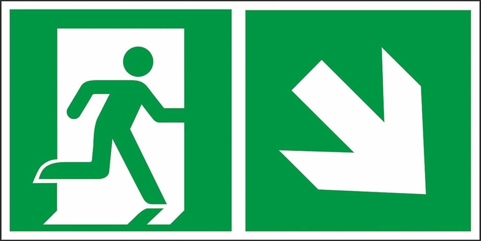 R.E.I.S. Z-E002-2 - Znak ewakuacyjny Kierunek do wyjścia w prawo i w dół (za drzwiami)