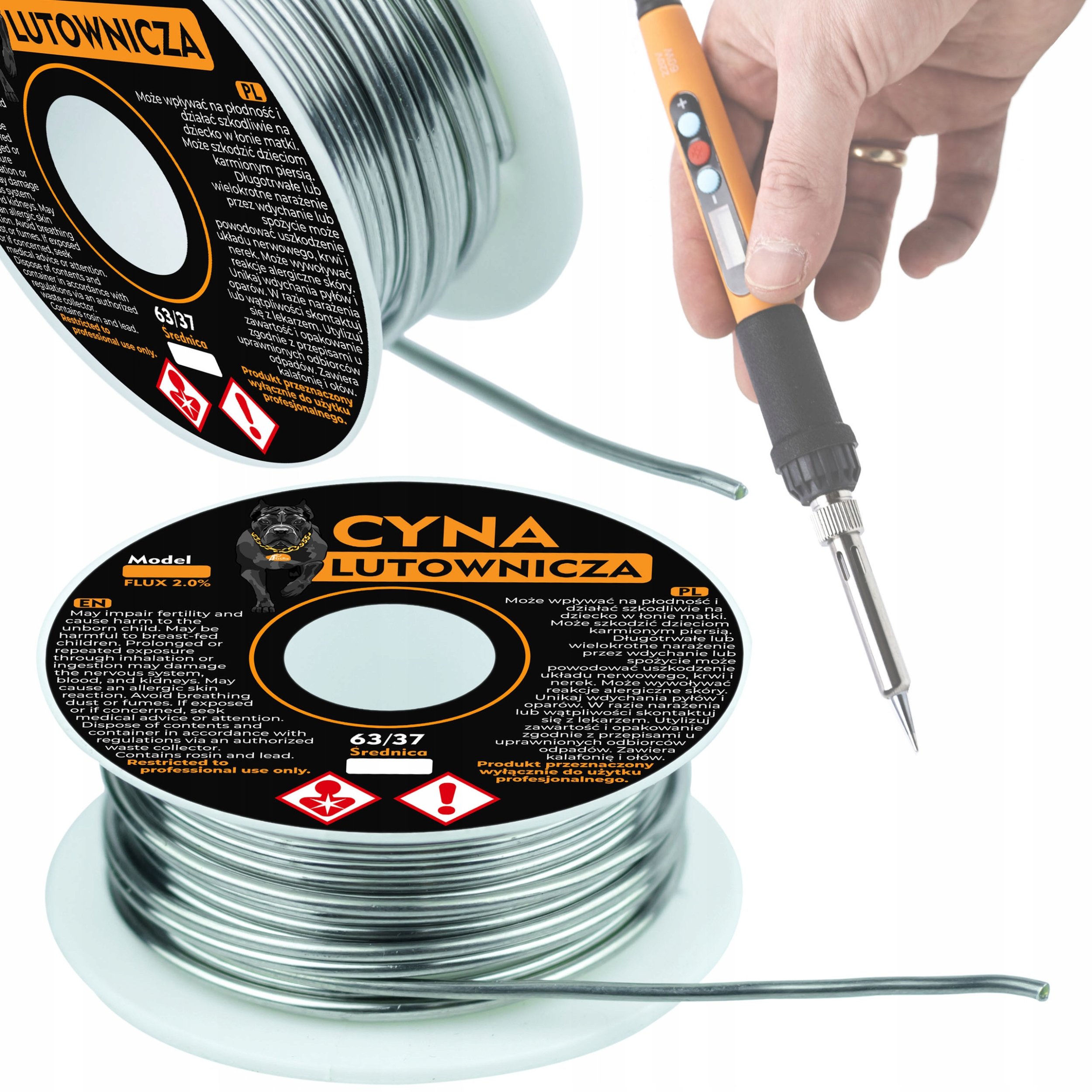 CYNA LUTOWNICZA PRECYZYJNA 1,5MM SN63PB37 50G TOPNIK 2% FLUX LUTOWANIA LED