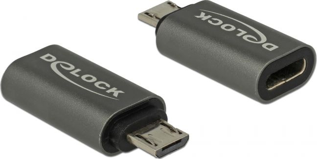 Adapter USB Delock USB-C - microUSB Szary (65927)