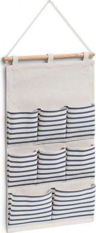 Zeller Szafka wisząca "Stripes", 8 przegródek, bawełna / poliester, niebieskie, 35x60 cm