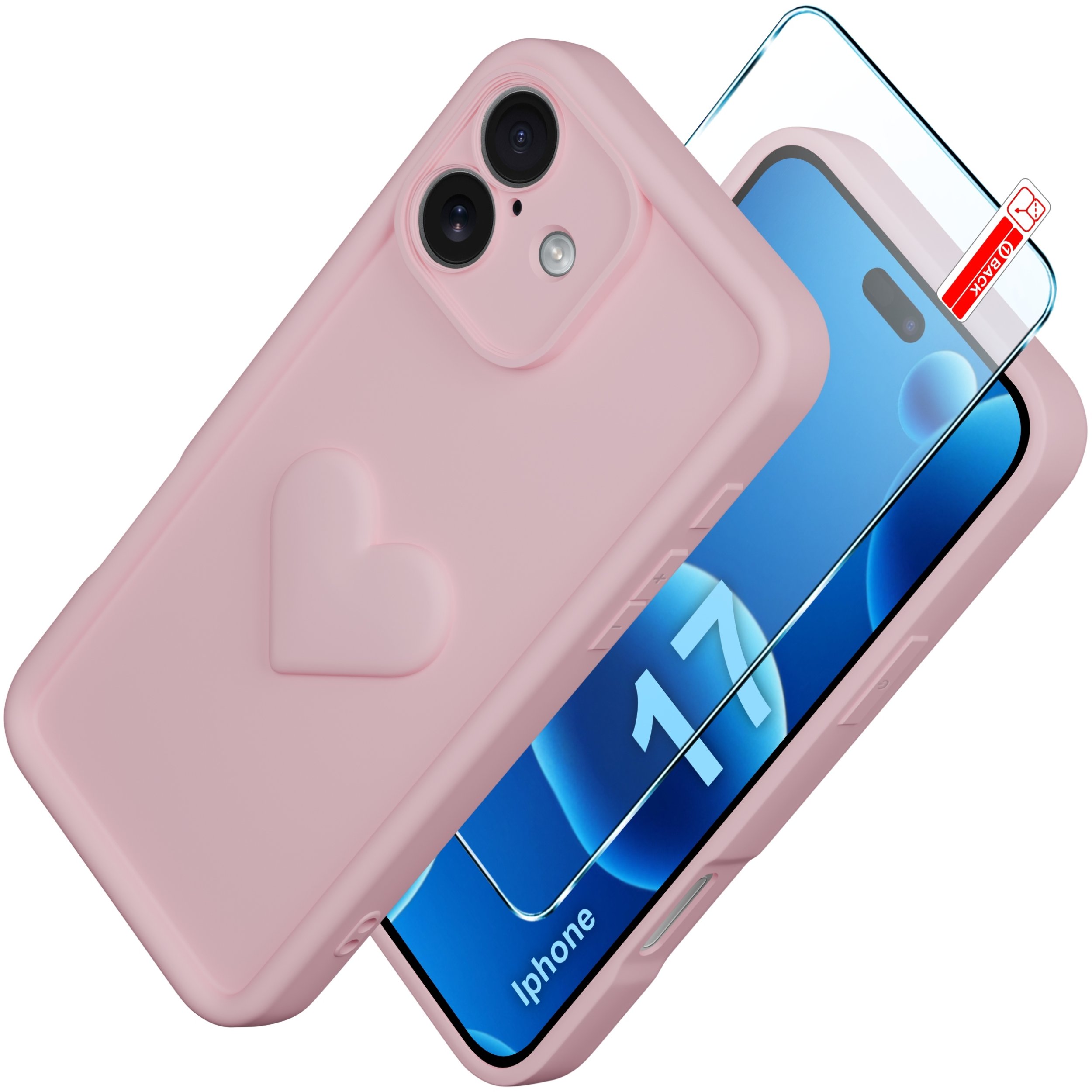 Etui do iPhone 17 CASE silikonowe MATOWE serce + Szkło ochronne 9H