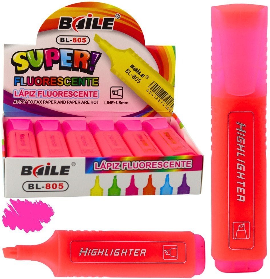 Pisak Zakreślacz Do Notatek Szkolny Biurowy Neonowy Intensywny Różowy