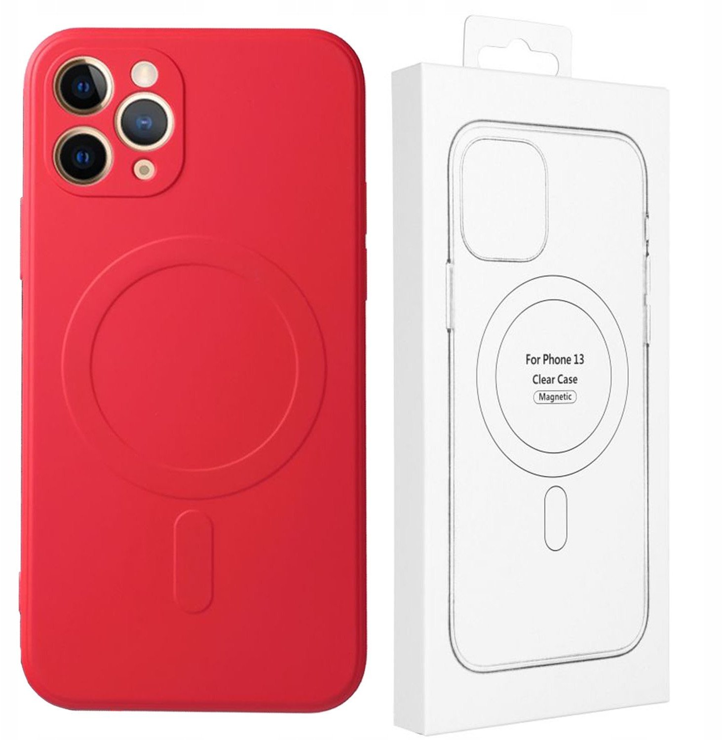 Futerał SILICONE MAG COVER kompatybilny z MagSafe do IPHONE 14 czerwony