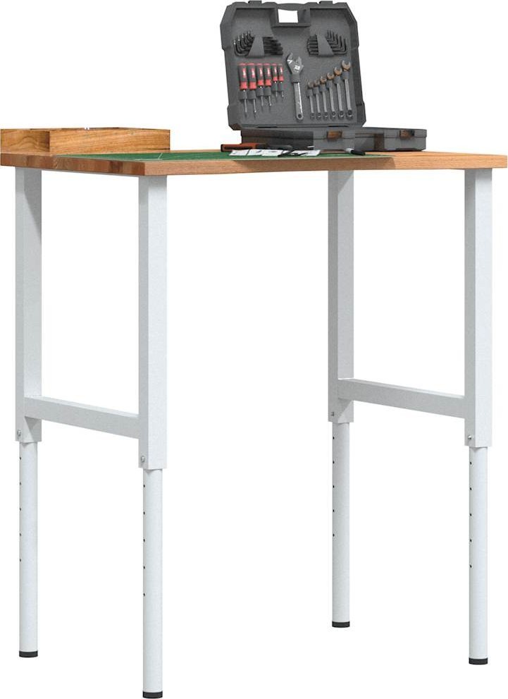 vidaXL vidaXL Stolik roboczy, jasny brąz, 80x60x(71,5-98) cm, drewno dębowe