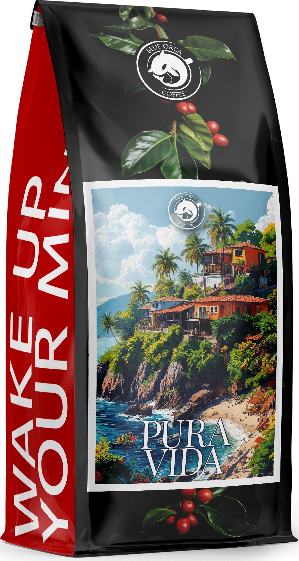 Kawa ziarnista Blue Orca Coffee Kawa ziarnista 1kg - PURA VIDA 100% Arabica - ŚWIEŻO PALONA BLUE ORCA