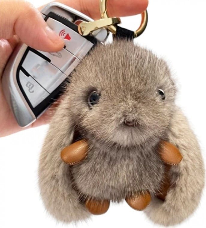 Brelok do kluczy Króliczek puchaty szary BRL340SZ
