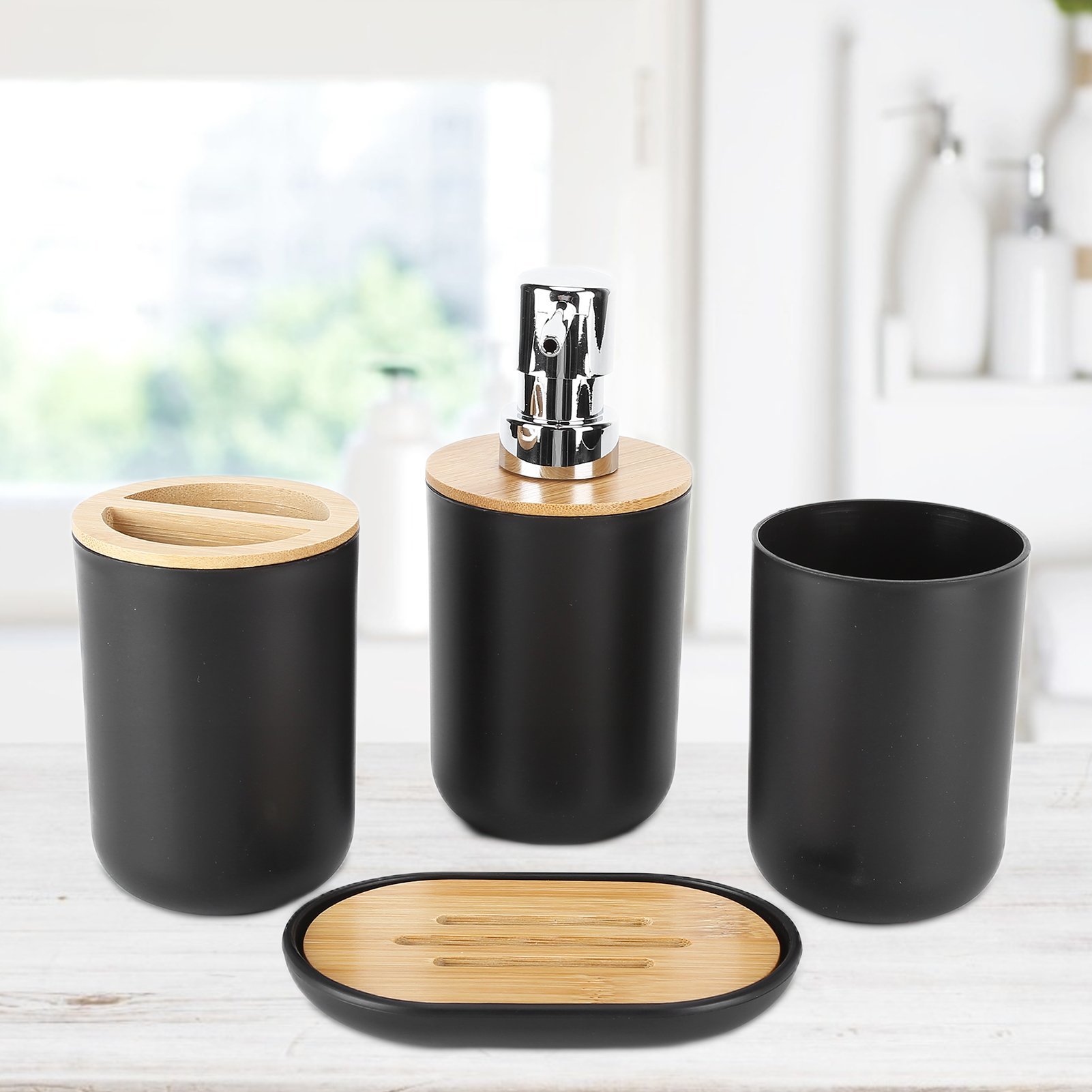 ZESTAW ŁAZIENKOWY DOZOWNIK DO MYDŁA PŁYNU KUBEK NA SZCZOTECZKĘ MYDELNICZKA