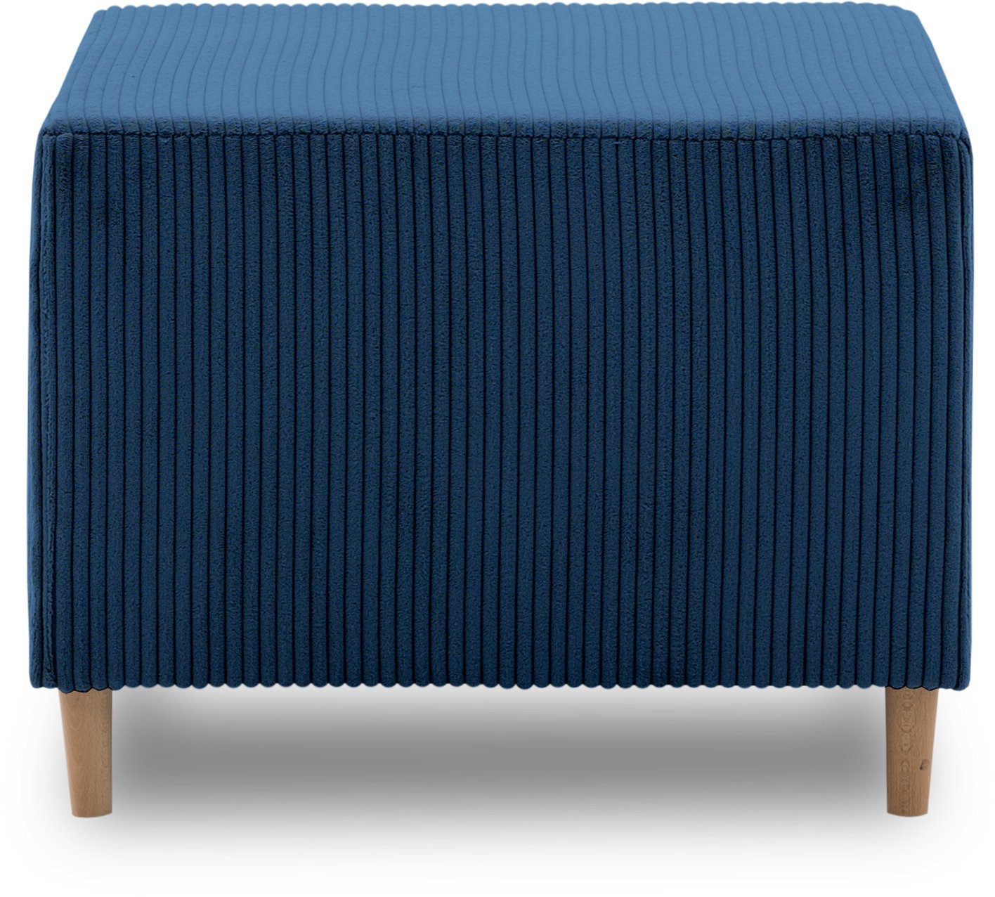 Pufa tapicerowana, podnóżek, sztruks, PANORA, 64x55x42 cm, granatowy