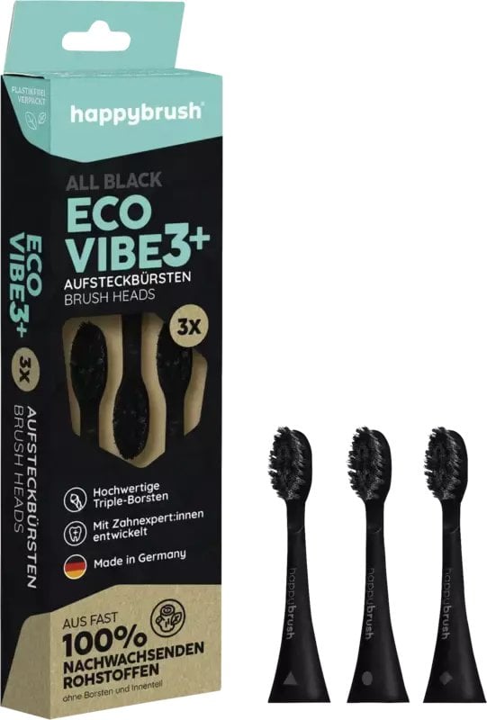 Szczoteczka Happybrush ECO* VIBE 3+ 3 szt. Czarny