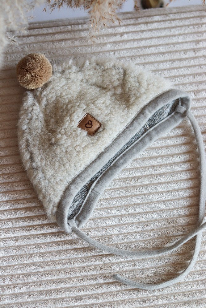 Zaffiro - Czapeczka Tulip 100% wełna - Baranek M (6-12m) Beige U