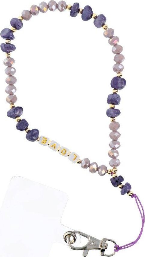 OEM Zawieszka LOVE do telefonu / długość sznura 44cm (22cm w pętli) / na rękę - fioletowy