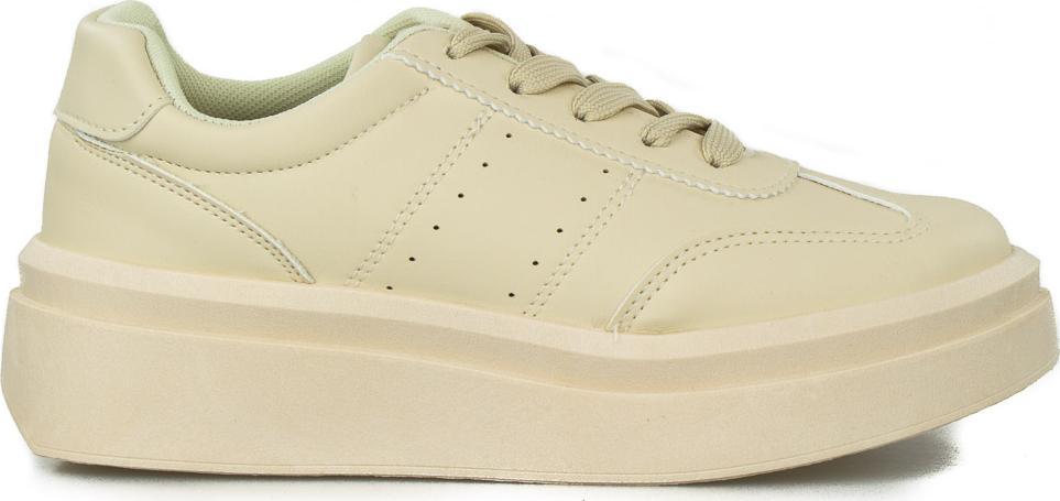 Estetino Tenisówki na platformie jednokolorowe beżowe-36