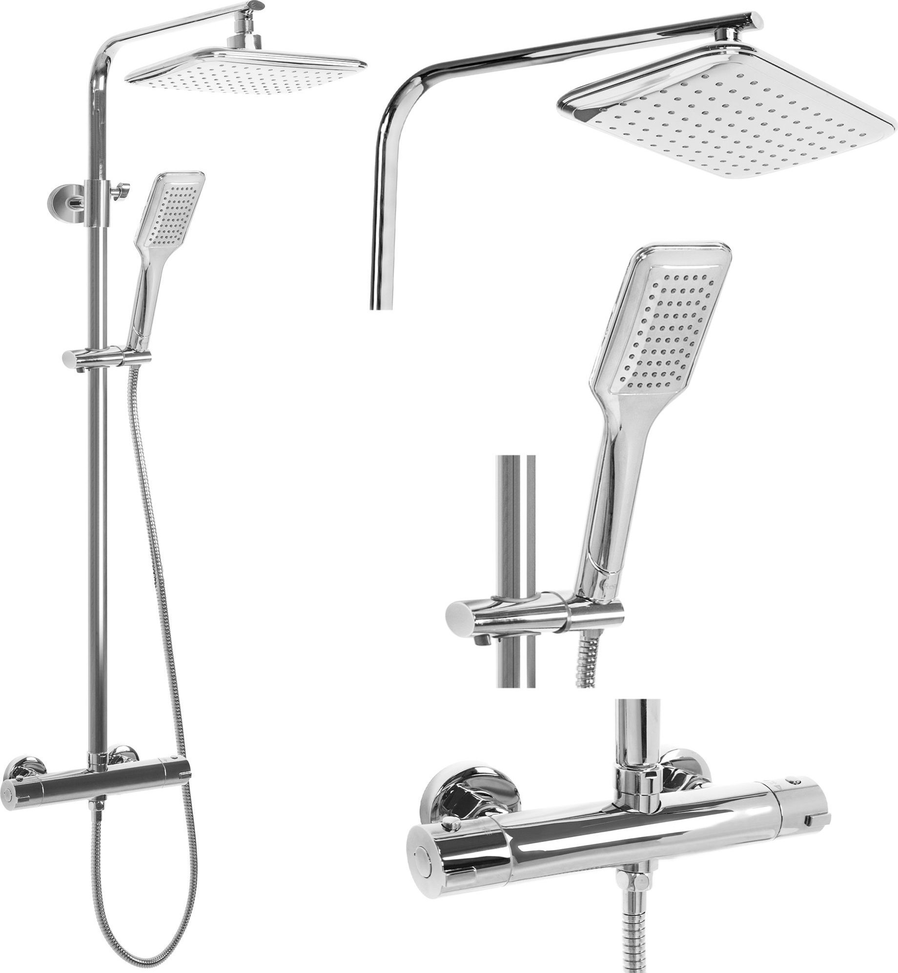 Zestaw prysznicowy Rea Zestaw Prysznicowy REA Tom Chrom z termostatem