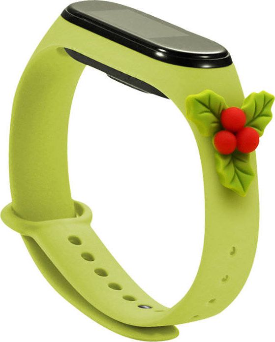 Hurtel Strap Xmas opaska do Xiaomi Mi Band 6 / Mi Band 5 silikonowy pasek bransoletka zielony (jemioła)