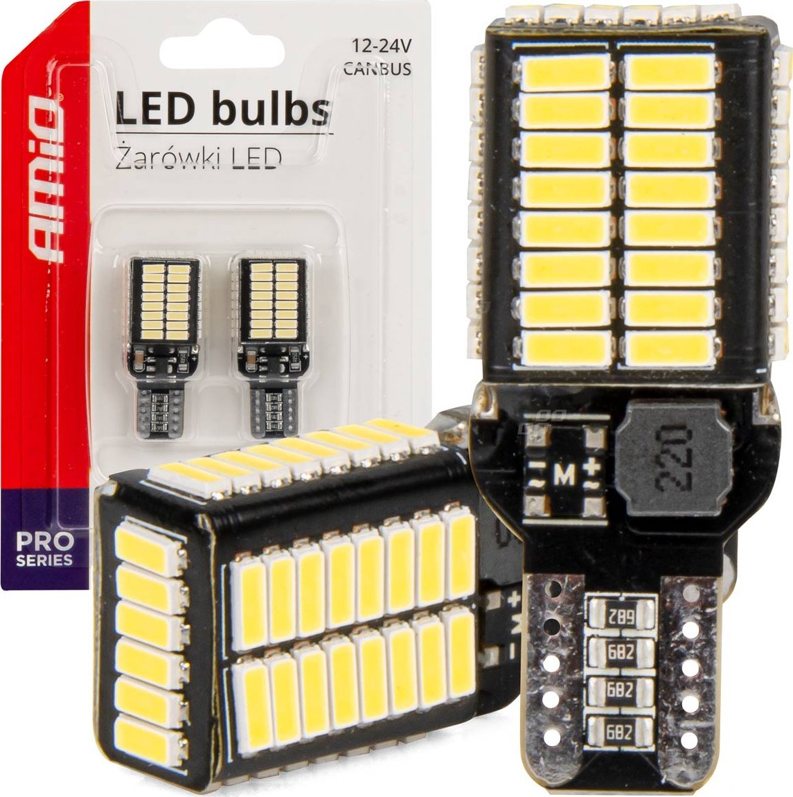 AMiO Żarówki led canbus pro series t15e w16w 54x4014 smd white 12v 24v amio-03724