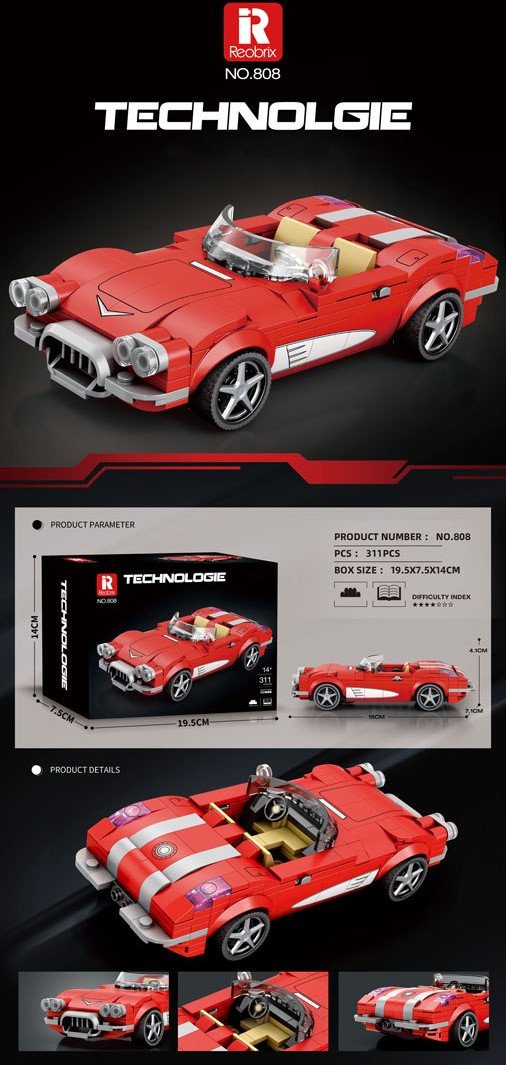 Zestaw Klocków Auto Kabriolet Czerwony 311el. EDUKAMP