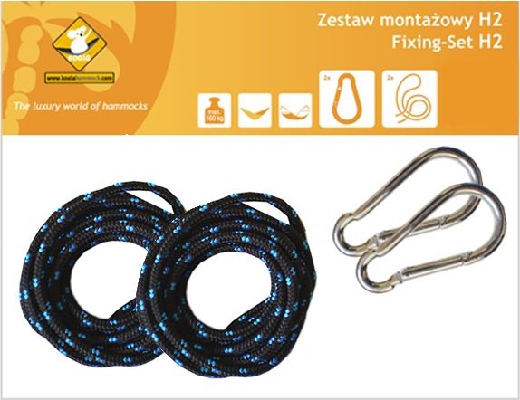 Koala Zestaw montażowy H2_2 do hamaków, czarny (koala/zh2_2)