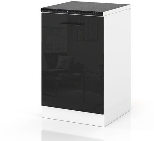 Szafka Kuchenna Stojąca Z Blatem Szafka Cargo 50cm Spremium Czarny Połysk