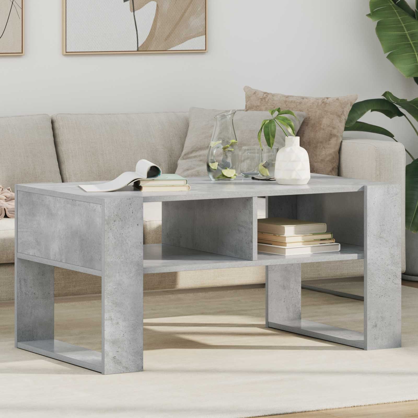 vidaXL Stolik kawowy z przechowywaniem Betonowy szary 92 x 53 x 45 cm