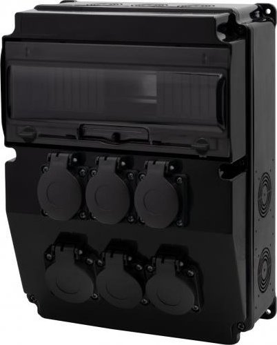 F-Elektro Rozdzielnica czarna CAJA 12M SCENIC - gniazda 6x230V F3.2691