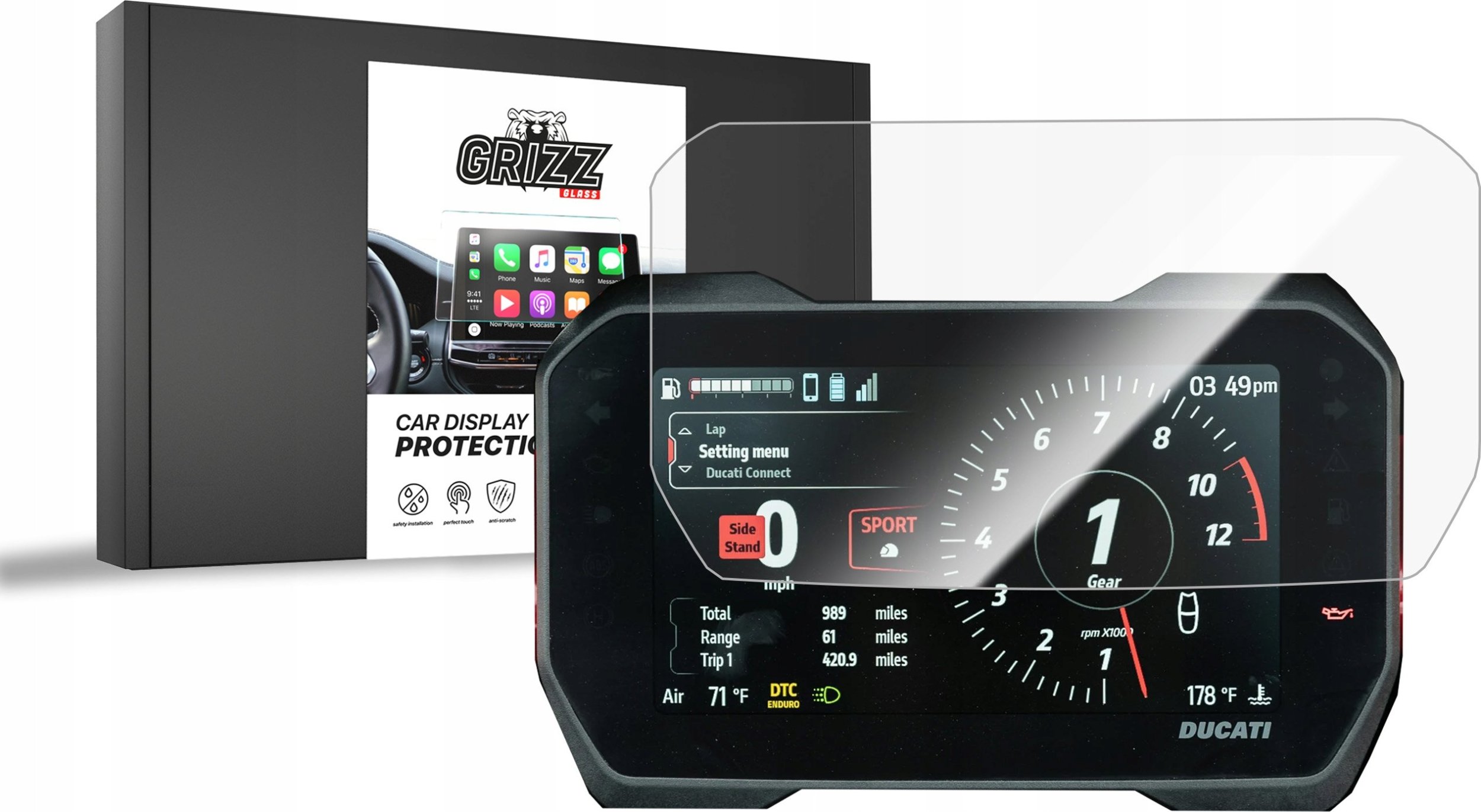 GrizzGlass Folia ceramiczna GrizzGlass CarDisplay Protection do Ducati Multistrada V4 RS 7" 2024