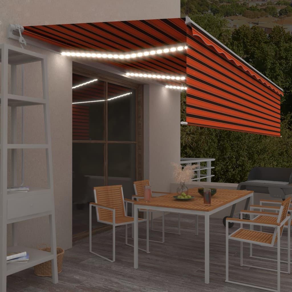 vidaXL vidaXL Automatycznie zwijana markiza, LED i czujnik wiatru, 6x3 m