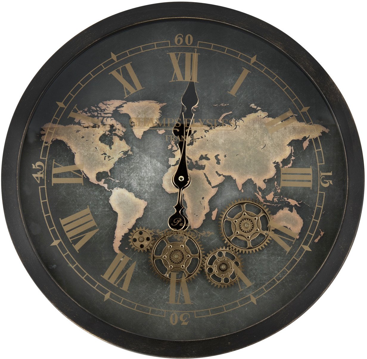 Zegar ścienny metalowy 50x50x8 cm Świat