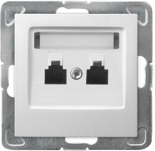 Ospel Gniazdo telefoniczne Impresja podwójne RJ11 biały (GPT-2YN/m/00)