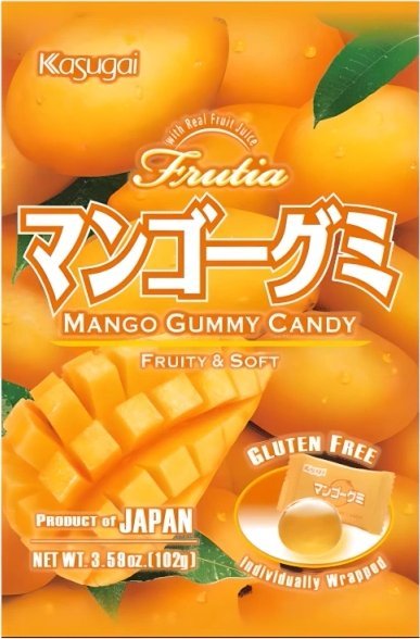 Frutia Mango Gummy, żelki o smaku mango 102g - Kasugai