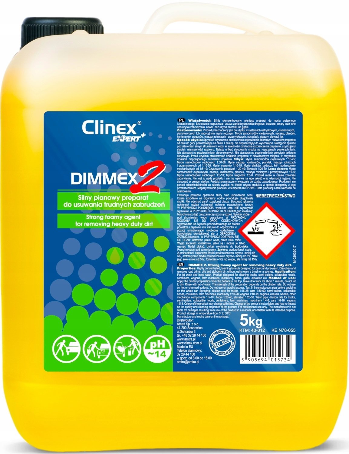 Clinex Expert+ Dimmex 2 – Silny pianowy preparat do usuwania trudnych zabrudzeń - 5 kg
