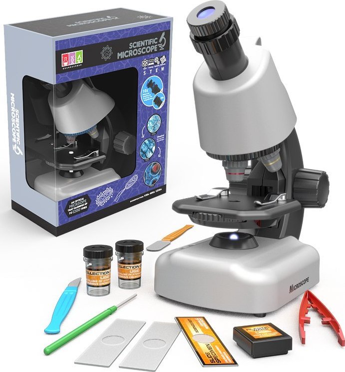 1PUNKT Biały Mikroskop + Próbówki i Akcesoria
