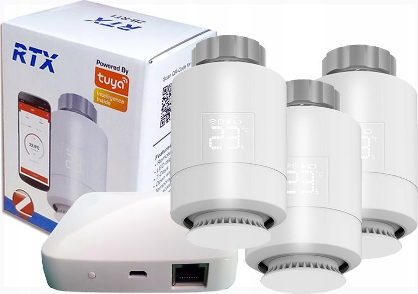 RTX 3x Głowica Termostat + Bramka Zigbee Lan Tuya SET3