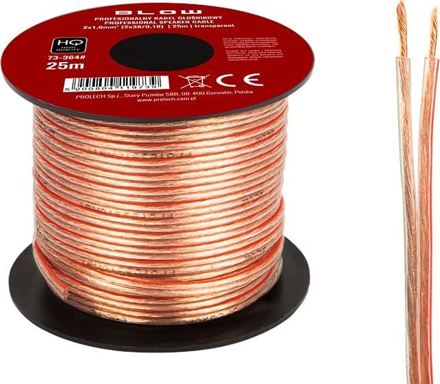 Kabel Blow 73-364# Przew.głośn.2x1,00mm przezroczysty 25m