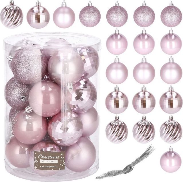 Springos Bombki choinkowe 20 szt. ozdoby świąteczne różowy UNIWERSALNY