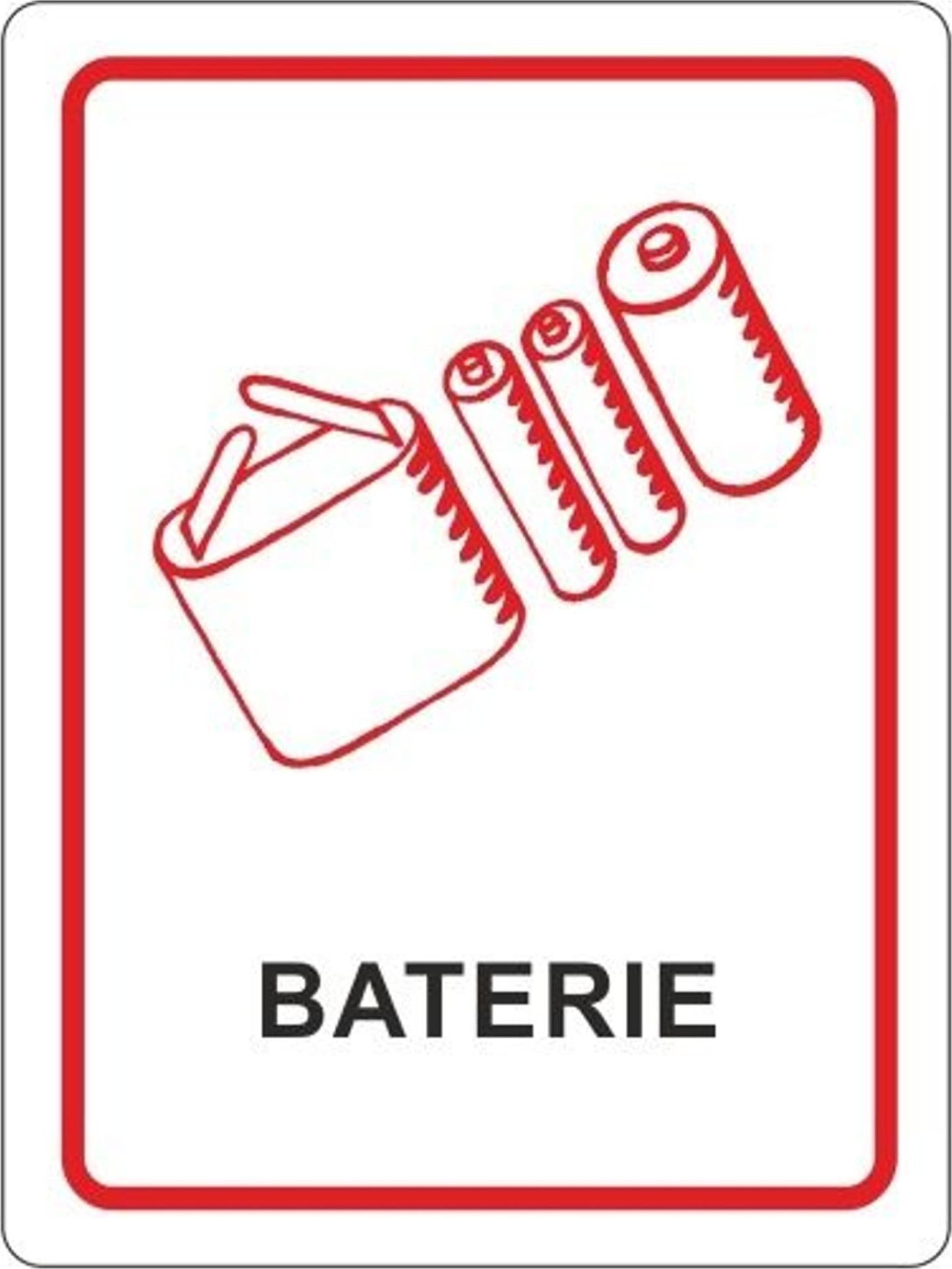 GSG24 Naklejka na pojemnik na zużyte BATERIE 16x12cm