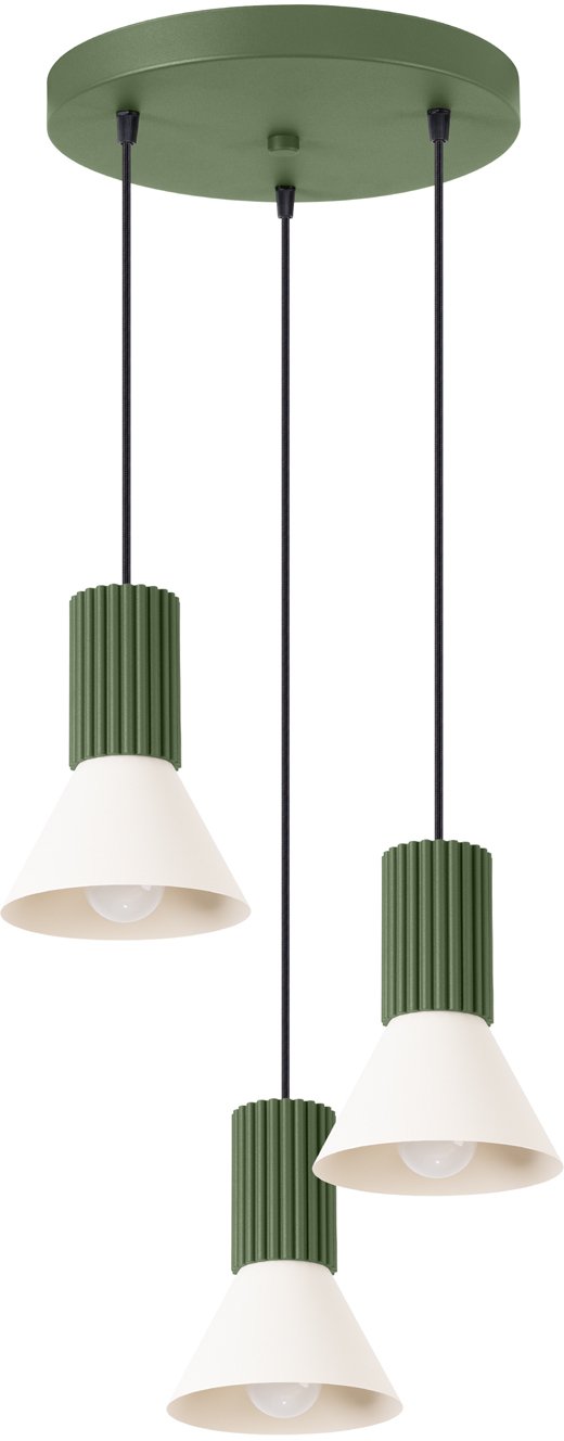 Lampa wisząca Sollux Lighting Lampa Wisząca Estria 3P Beżowo-Zielona Oliwka E14 10Ww