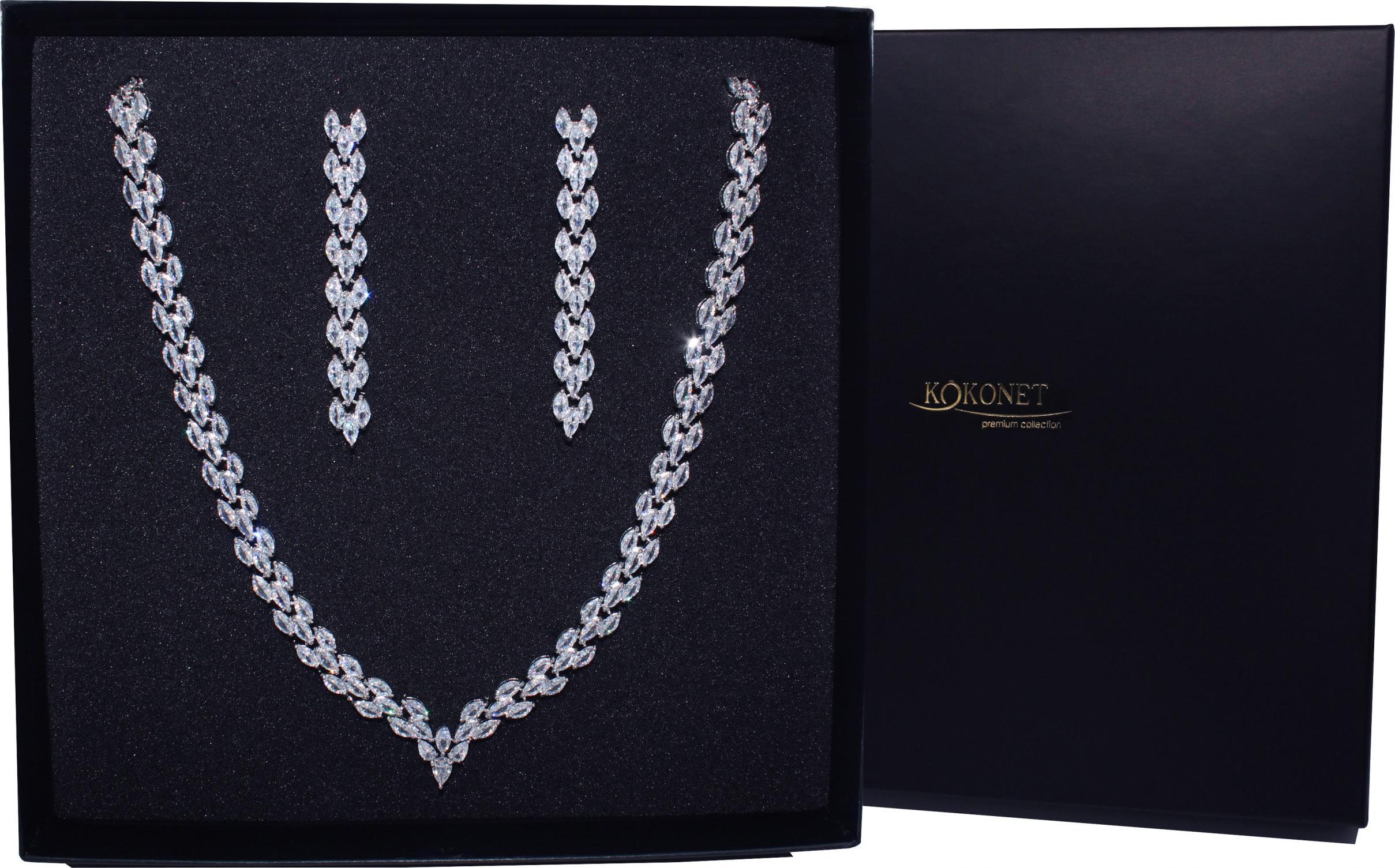 KOKONET KOMPLET naszyjnik KOLCZYKI LISTKI kwiaty srebrne