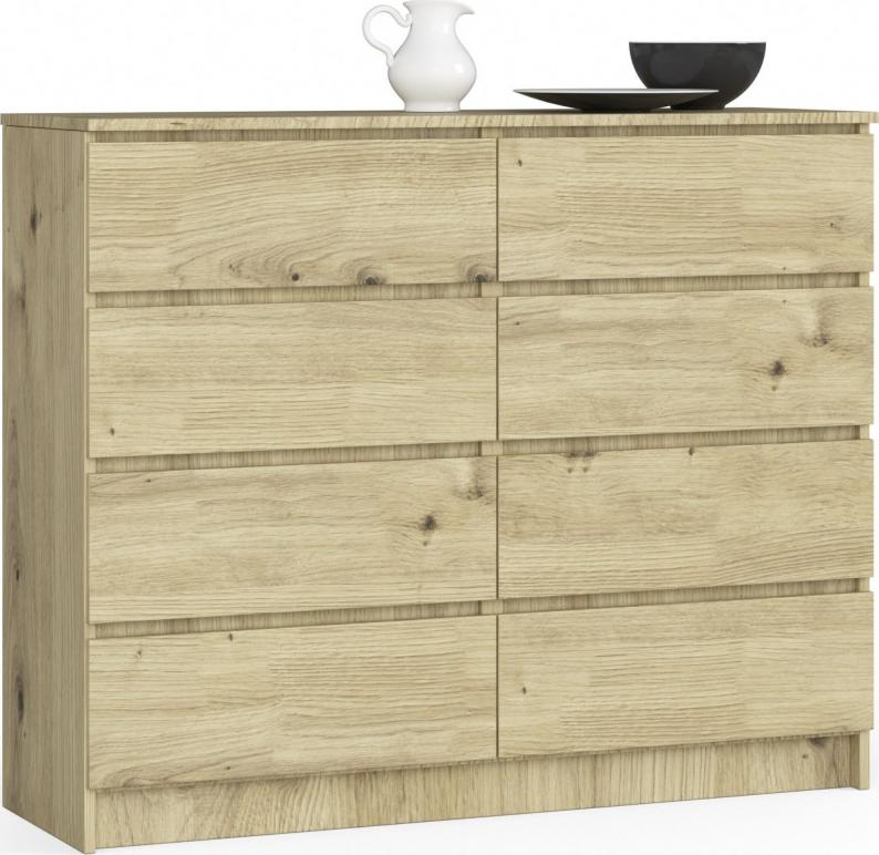 Fabryka Mebli Akord Komoda do salonu K 120 cm 8 szuflad - dąb artisan