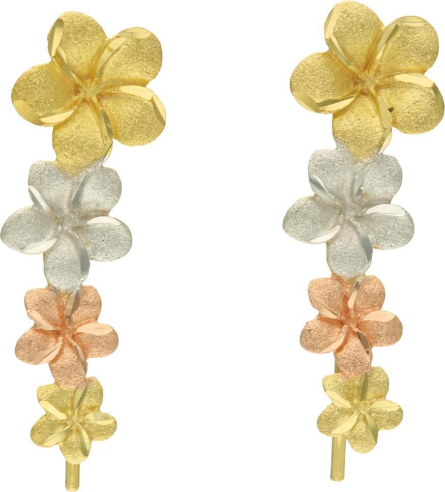 Rosanto Złote kolczyki nausznice z kwiatkami 585 14k