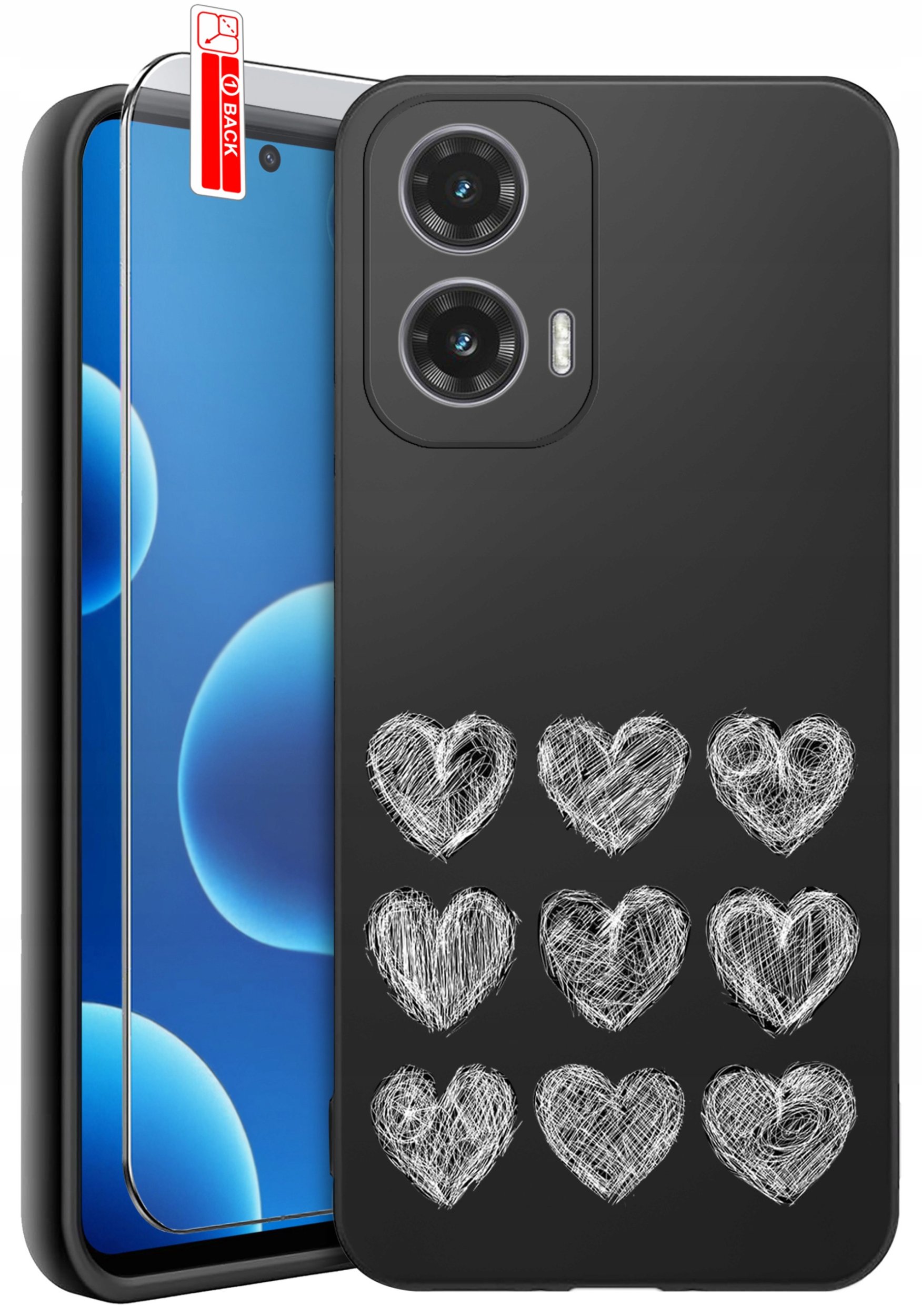 ETUI do Motorola Moto G45 5G | WZORY | SILIKONOWE MATT CASE + SZKŁO 9H