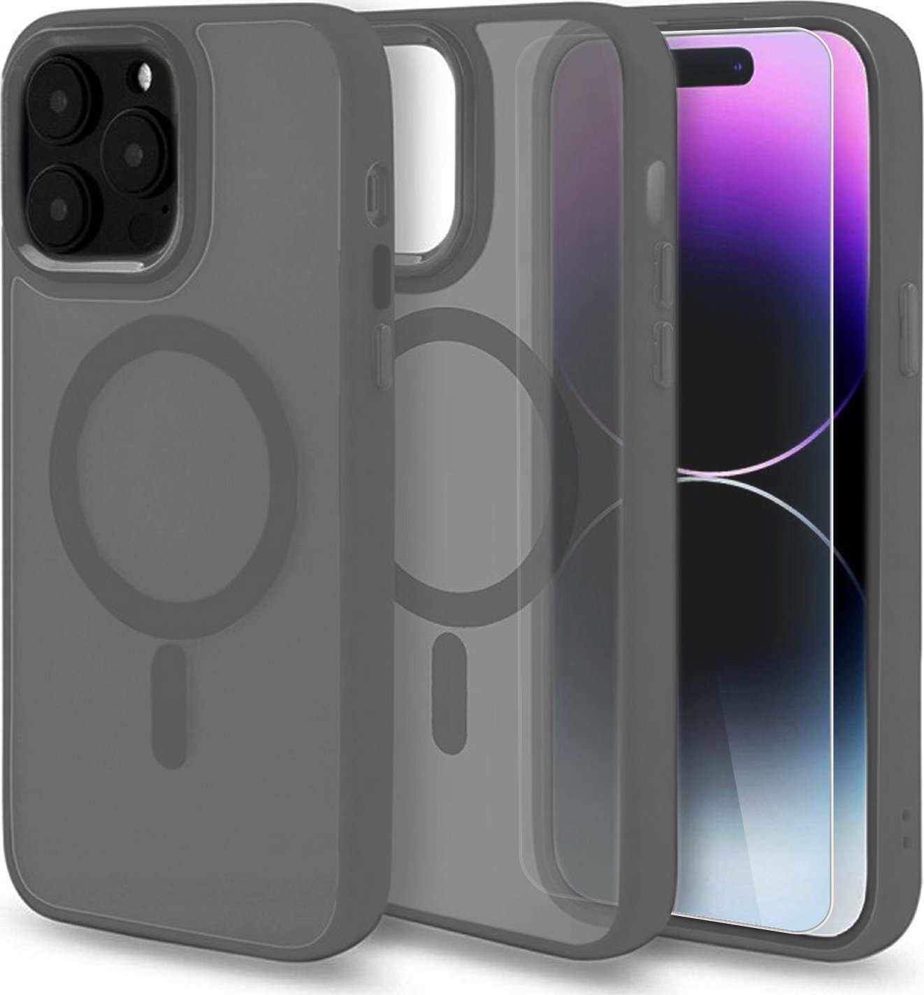 Hello Case Etui MagSafe do Apple iPhone 13 / 14 (Szare, Pancerne, Matowe) SZKŁO 9H