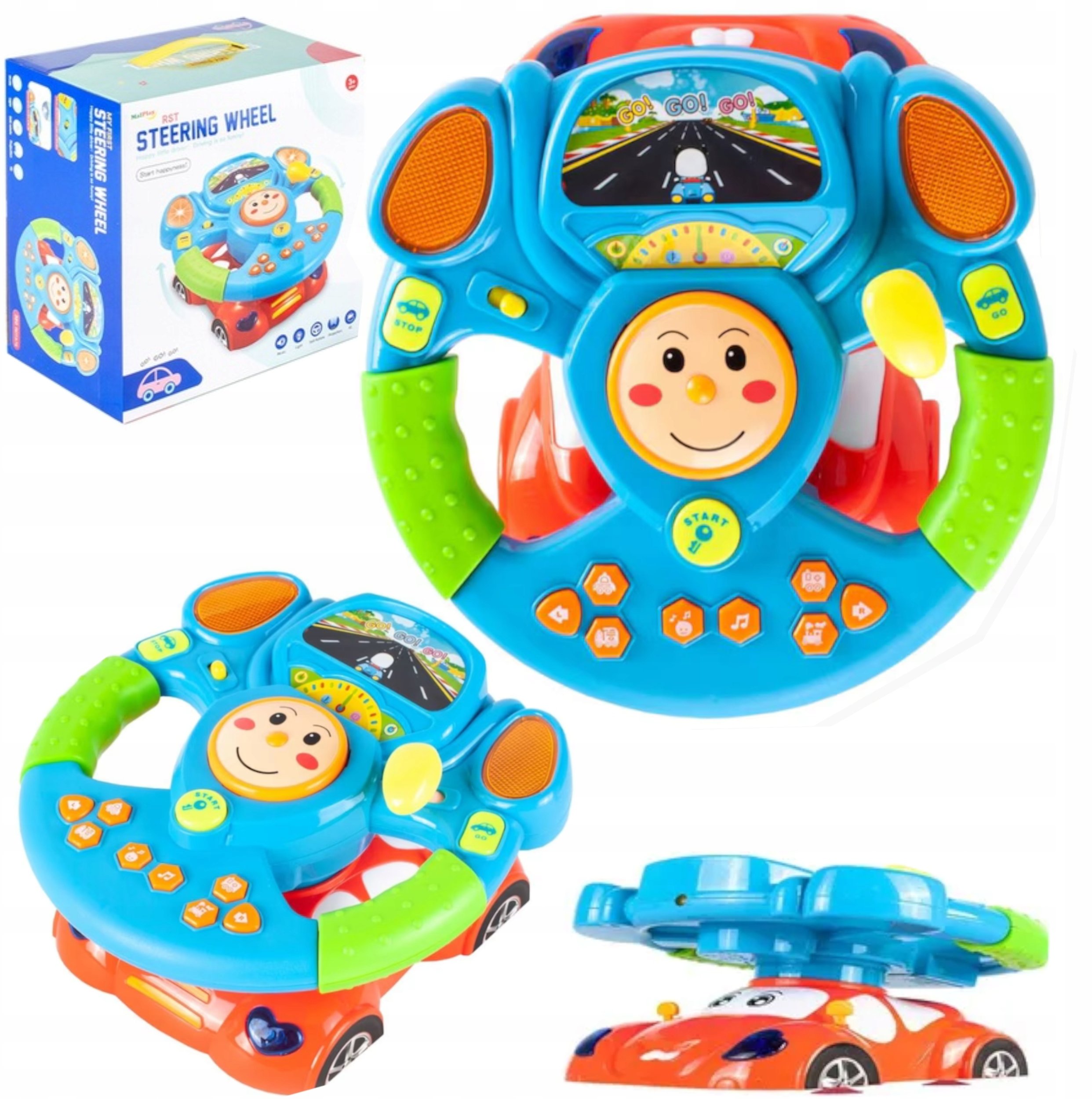 Interaktywna kierownica edukacyjna dla dzieci auto światło projektor
