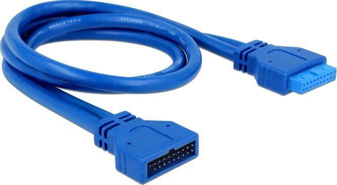 Delock USB 19 pin - USB 19 pin, 0.45m, Niebieski (82943)