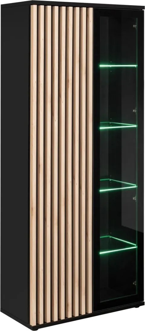 ASM Meble Witryna wysoka CAMERON LED hickory jackson/czarna ASM Meble
