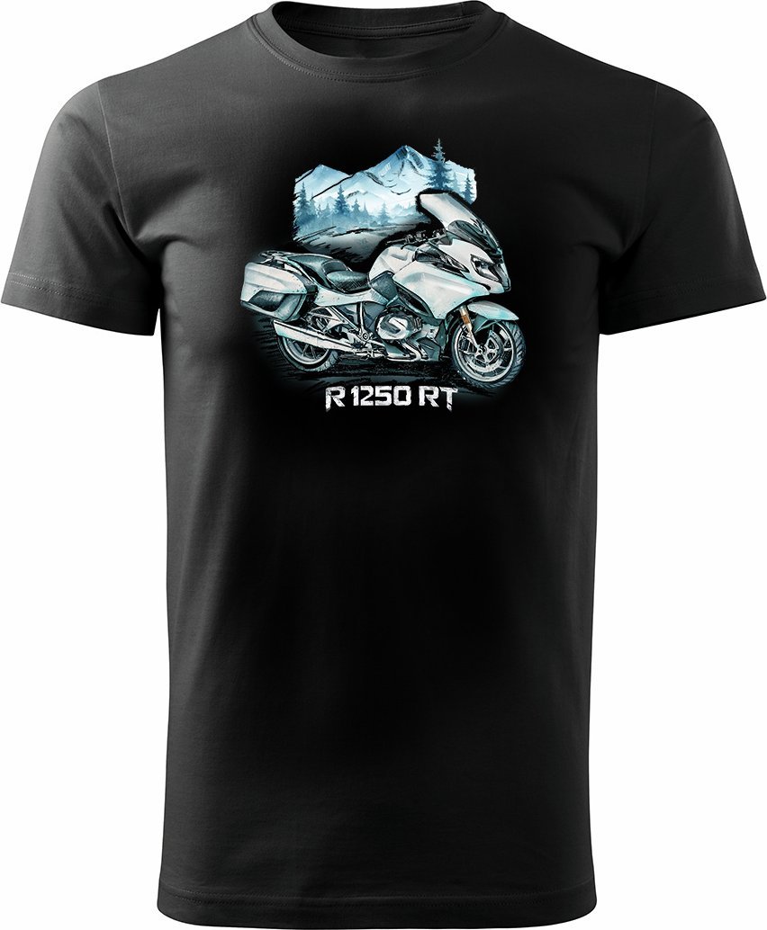 Topslang Koszulka motocyklowa z motocyklem na motor BMW GS R 1250 RT męska czarna REGULAR S